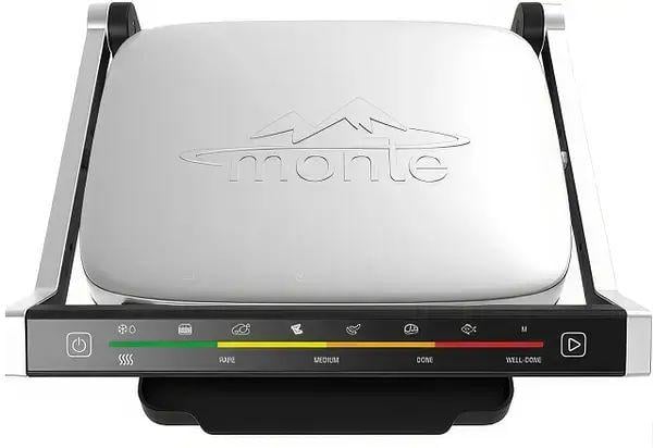 Гриль притискний з антипригарним покриттям MONTE MT-3307 4 рівні прожарювання 6 авто програм та знімні пластини 2000W Гриль притискний з антипригарним покриттям MONTE MT-3307 4 рівні прожарювання 6 авто програм та знімні пластини 2000W