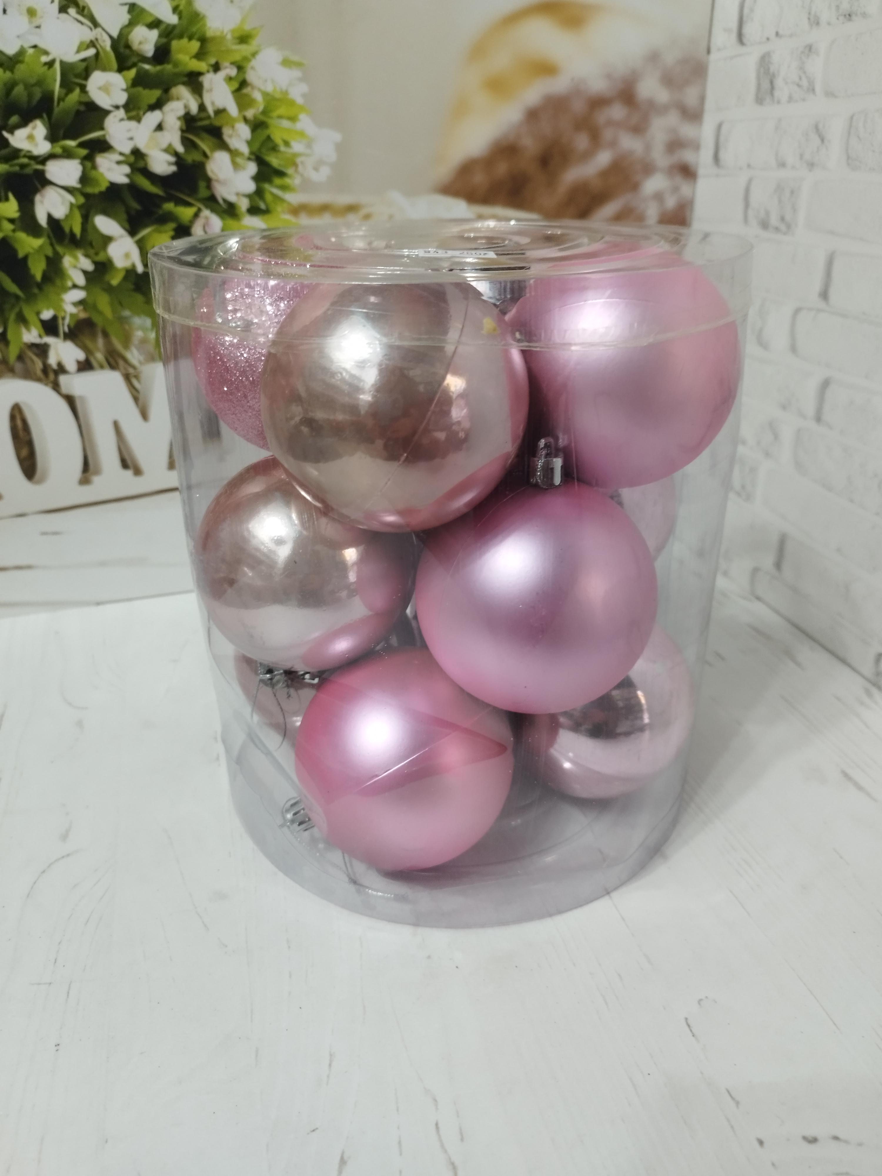 Набір новорічних куль на ялинку пластикові 8 см 12 шт. Рожевий (GM9008) - фото 1 Набір новорічних куль на ялинку пластикові 8 см 12 шт. Рожевий (GM9008) - фото 1