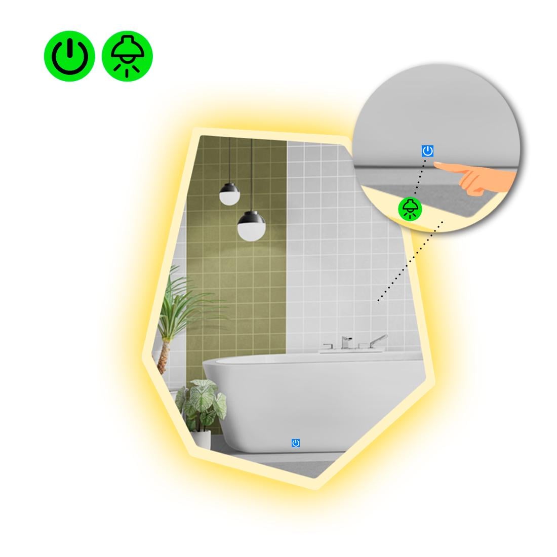 Зеркало с LED подсветкой Montagna 3 с сенсорной кнопкой управления 100x75 см (8737591)