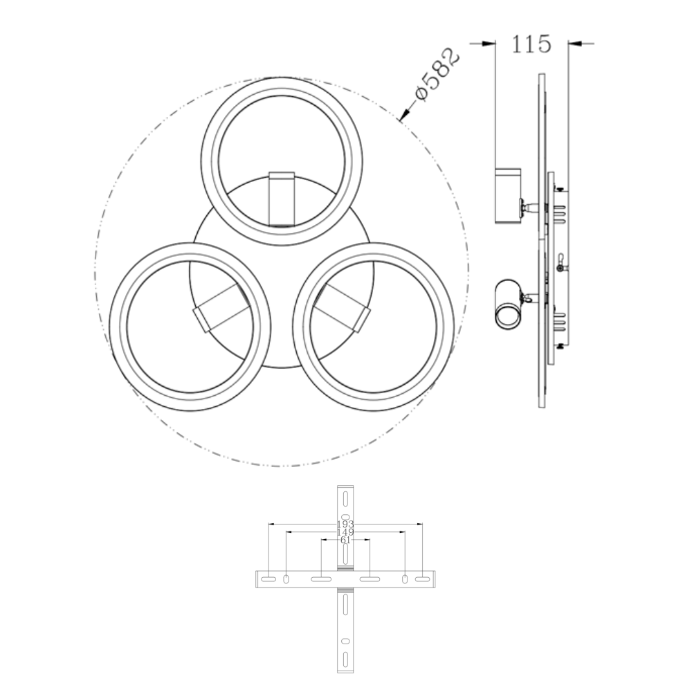 Люстра светодиодная ESLLSE SONNE DOWNLIGHT 3LR 70 Вт 582х115 мм Черный (10421) - фото 5