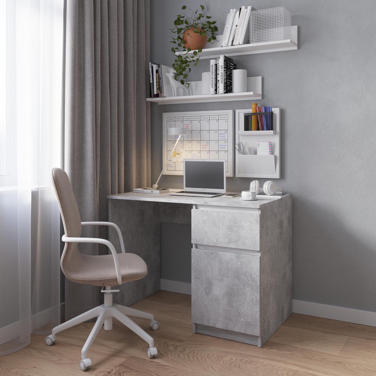 Стол компьютерный с тумбой Вайс R-18 1000х600х755 мм Бетон/Белые планки (30475446) Стол компьютерный с тумбой Вайс R-18 1000х600х755 мм Бетон/Белые планки (30475446)