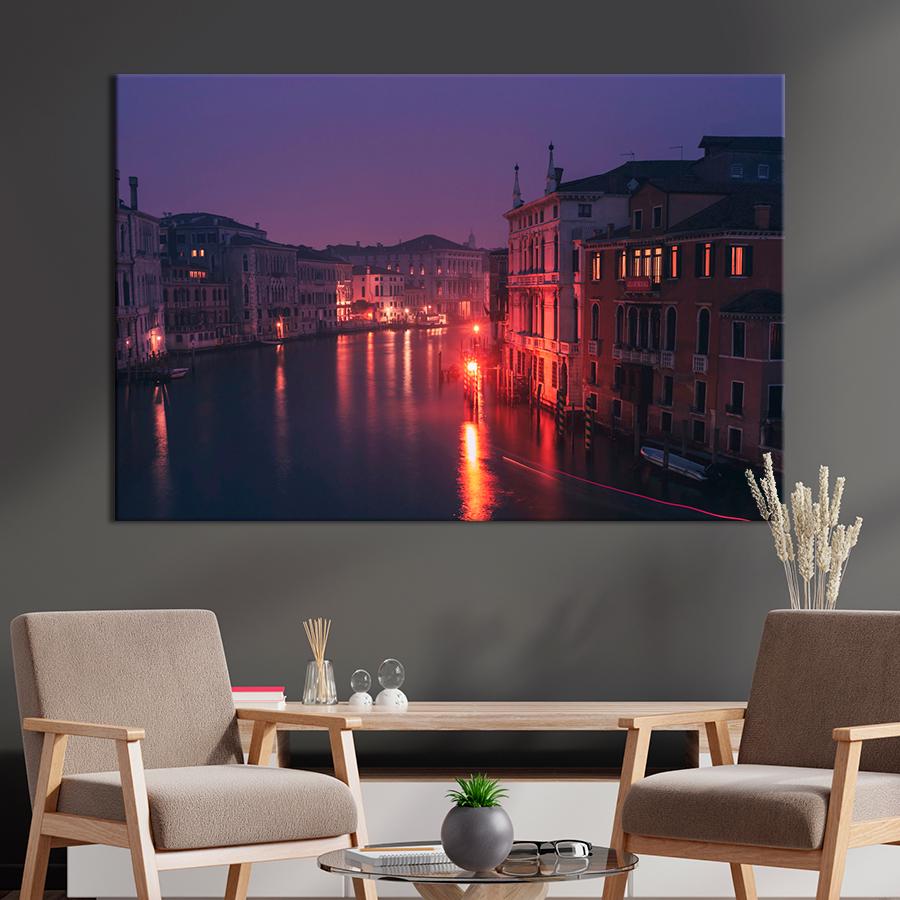 Картина город Вечерний канал в Венеции 80x54 см (A585-1)