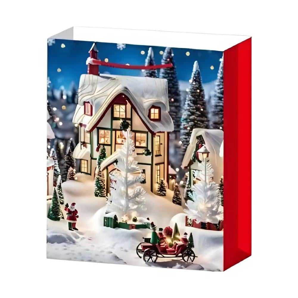 Подарочный пакет Stenson R96607-L Winter evening 3D бумажный 31х40х12 см (8fb71394)