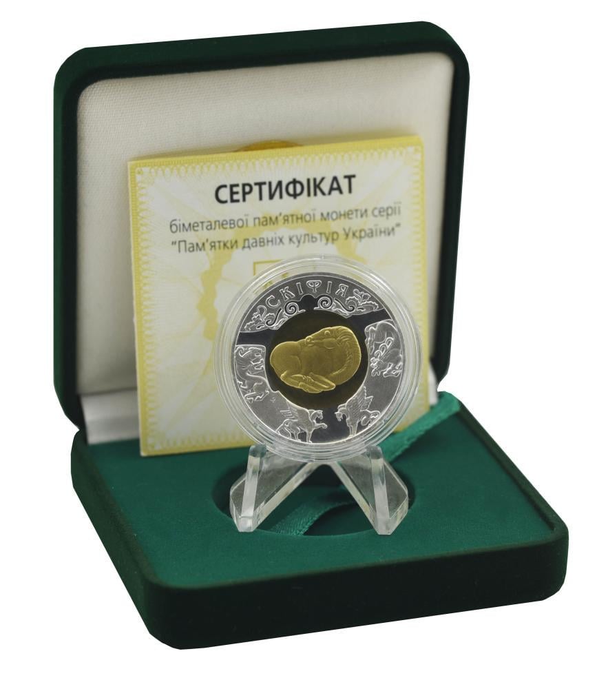Коллекционные монеты Украина 20 гривен 2001 Биметалл Золото/Серебро UNC Скифия Au 916 проба 5,74 г/AG 925 проба 7,8 г (М01297)