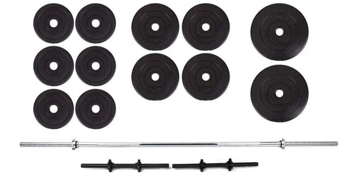 Штанга и гантели набор 40 кг прямой гриф 180 см Ø28 мм гантельные 45 см Ø30 мм (320.000.007)