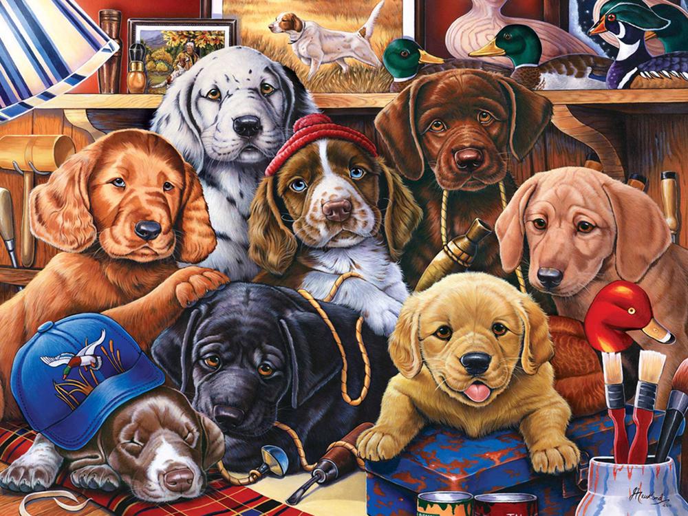 Алмазная мозаика Восемь песиков DIY-3073 полная выкладка 30x40 см (26893)
