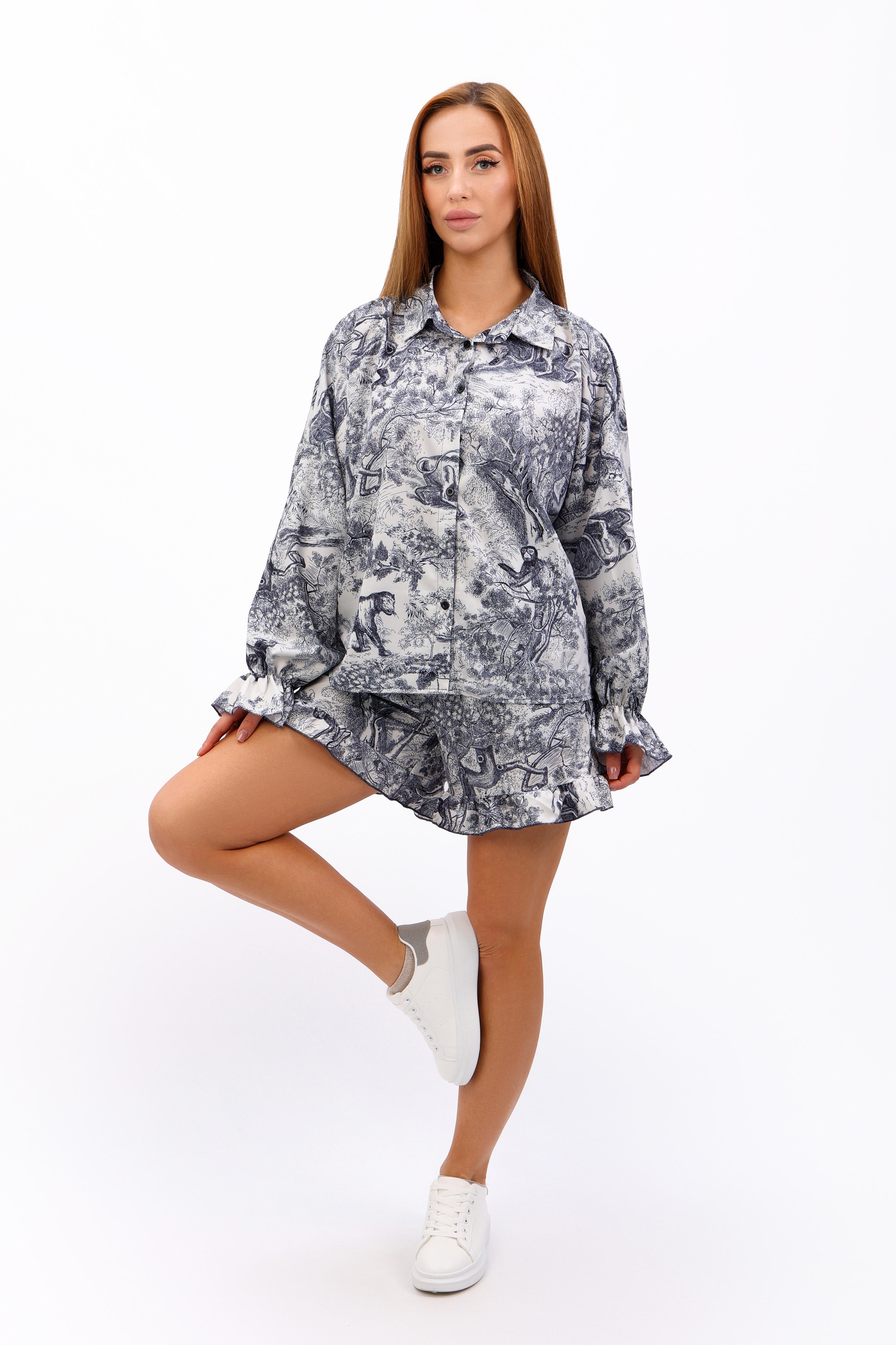 Костюм женский Where Uwear 347257 рубашка и шорты S Синий