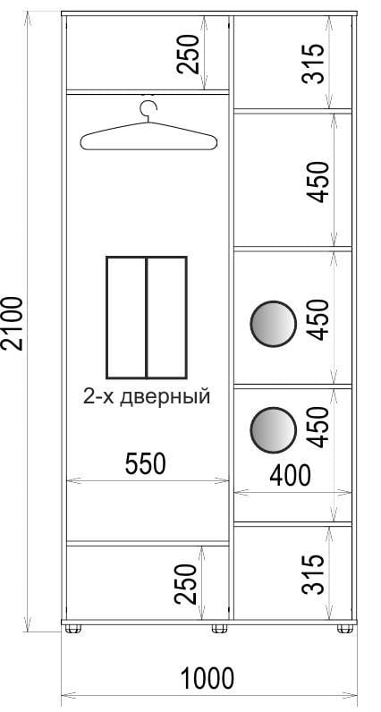 Корпус шафи-купе Luxe CLS-1 1000x2100x450 мм Зебрано темний (23290) - фото 3