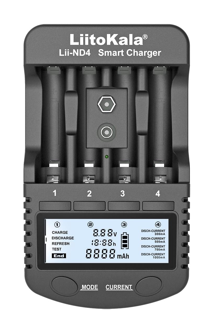 Зарядний пристрій LiitoKala Lii-ND4 4 канали Ni-Mh/Крона LED 220/12V (25994131)