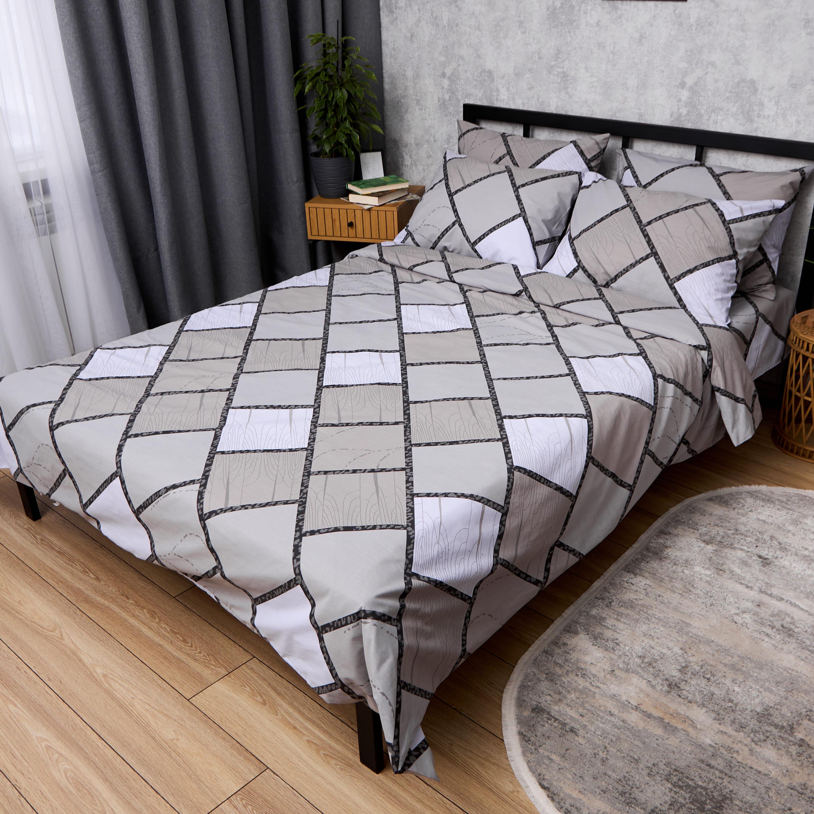 Комплект постельного белья Moon&Star Бязь Gold Люкс Puzzle Gray двуспальный 175х210 см наволочки 2 шт. 70х70 см (MS-820014987)