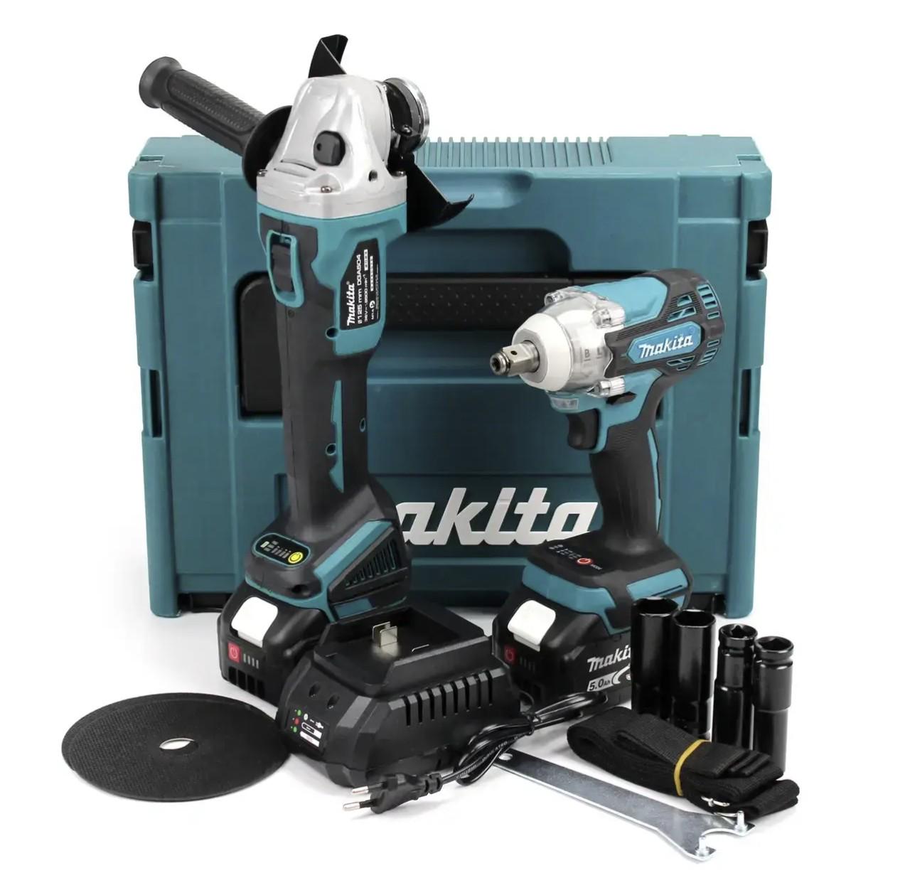 Набор инструментов Makita 36V Гайковерт DTW301/Болгарка DGA504 2в1 с аккумулятором Черный