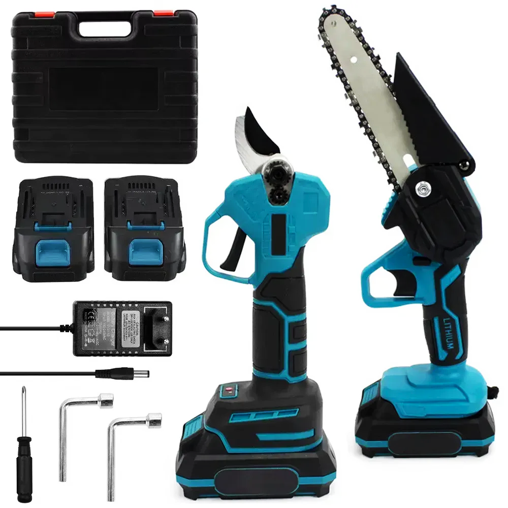 Комплект 2в1 пила ланцюгова акумуляторна/Секатор акумуляторний з 2 АКБ 48V в кейсі (234579127)