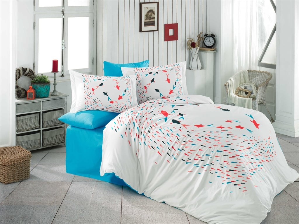 Комплект постельного белья Hobby Poplin Delfina 160х220 см/1х50х70 Бирюзовий