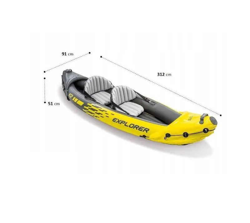 Надувна байдарка човен Intex Explorer K2 68307 NP 312х91х51 см Yellow (11060848) - фото 3 Надувна байдарка човен Intex Explorer K2 68307 NP 312х91х51 см Yellow (11060848) - фото 3