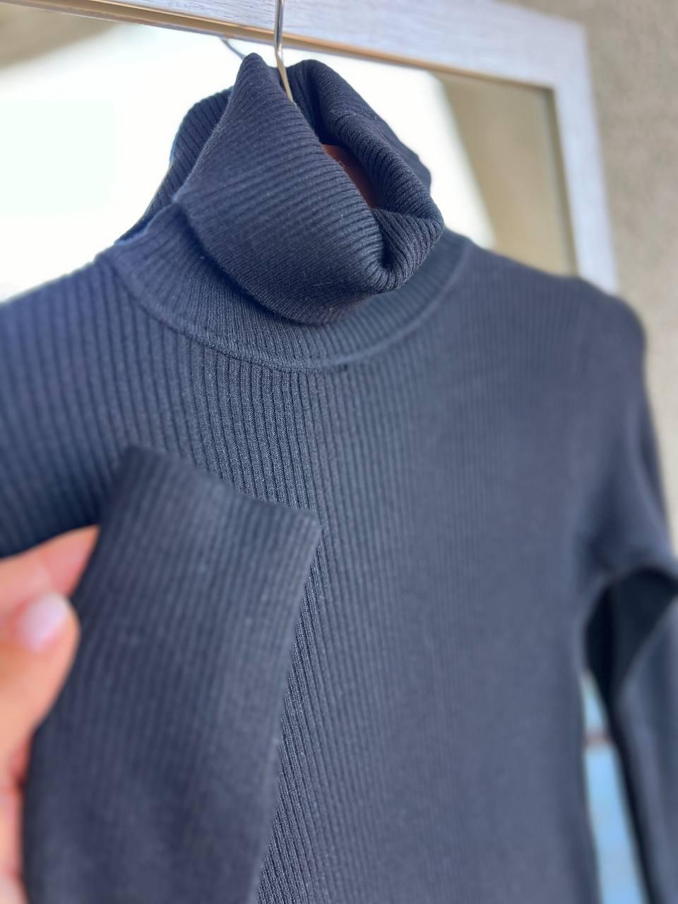 Светр жіночий A-N 920 водолазка гольф рубчик високий комір OS Чорний (2934) - фото 2