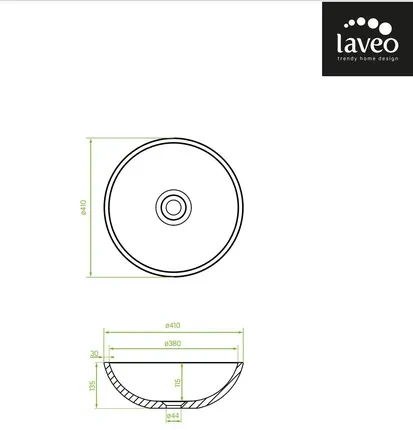 Умивальник Laveo Amber 41 см Granitowa Black (VGR1721T) - фото 3 Умивальник Laveo Amber 41 см Granitowa Black (VGR1721T) - фото 3