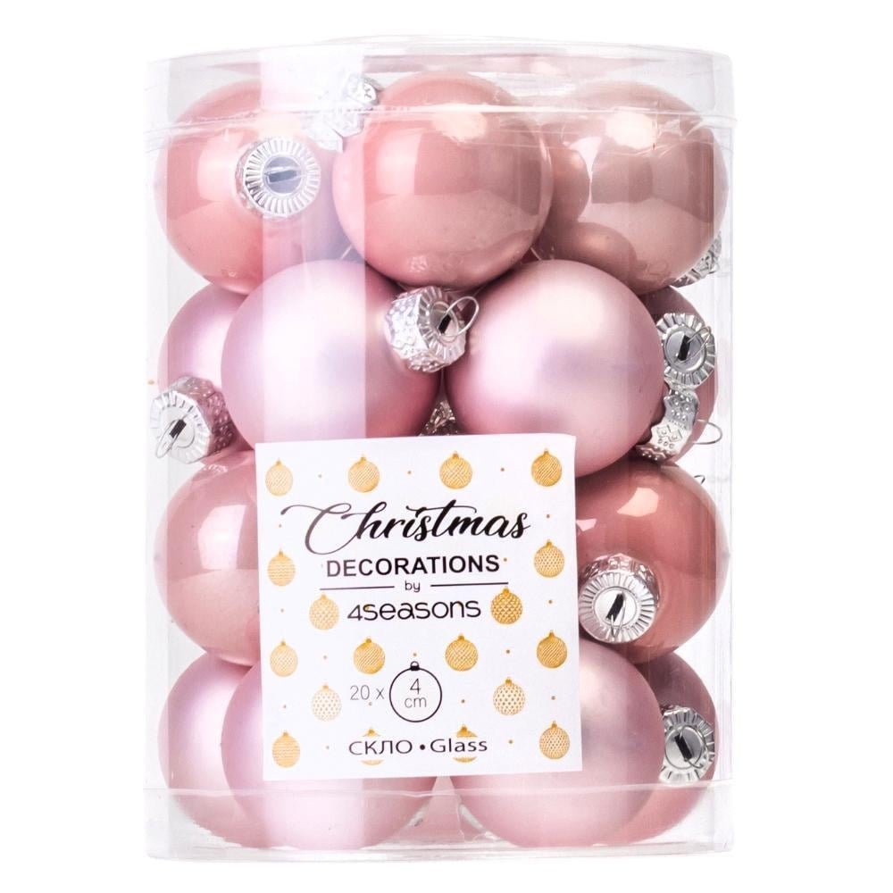 Набор елочных шаров Очаровательный сезон 4 см х 20 шт. Розовый (6024-005)