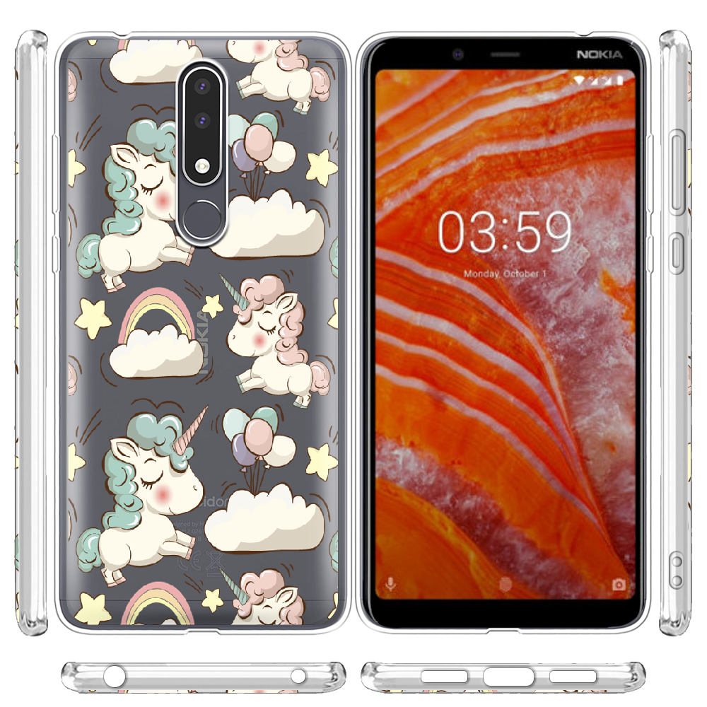 Чохол BoxFace Nokia 3.1 Plus Unicorns Чорний силікон зі склом (36116-cc2-37737) - фото 2