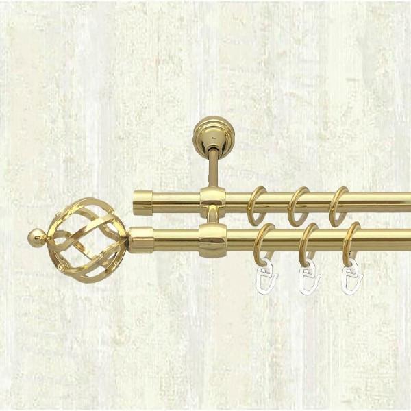 Карниз для штор Orvit Ажур двухрядный 16/16 мм литой 160 см Золото (000-7111)