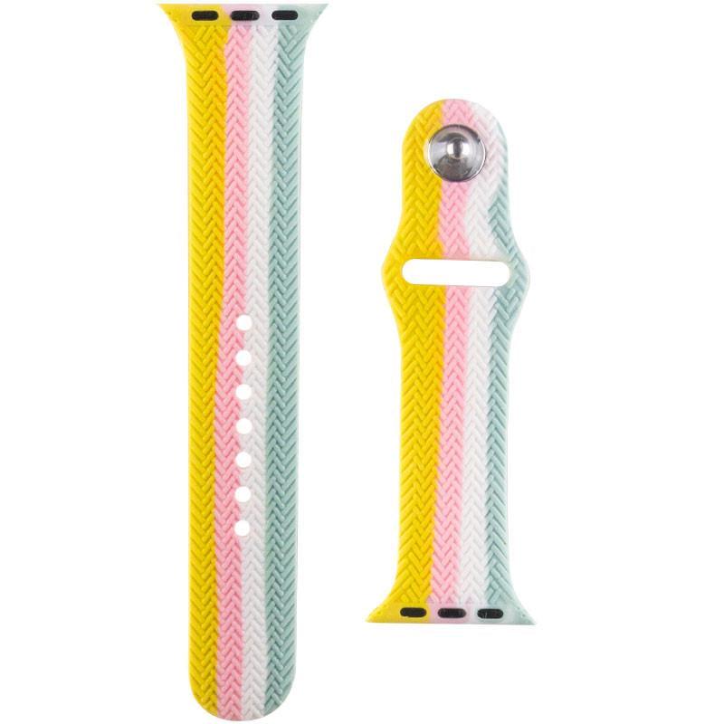 Ремінець силіконовий Braided для Apple watch 38 мм/40 мм Жовтий/Бірюзовий (00000050583_3)