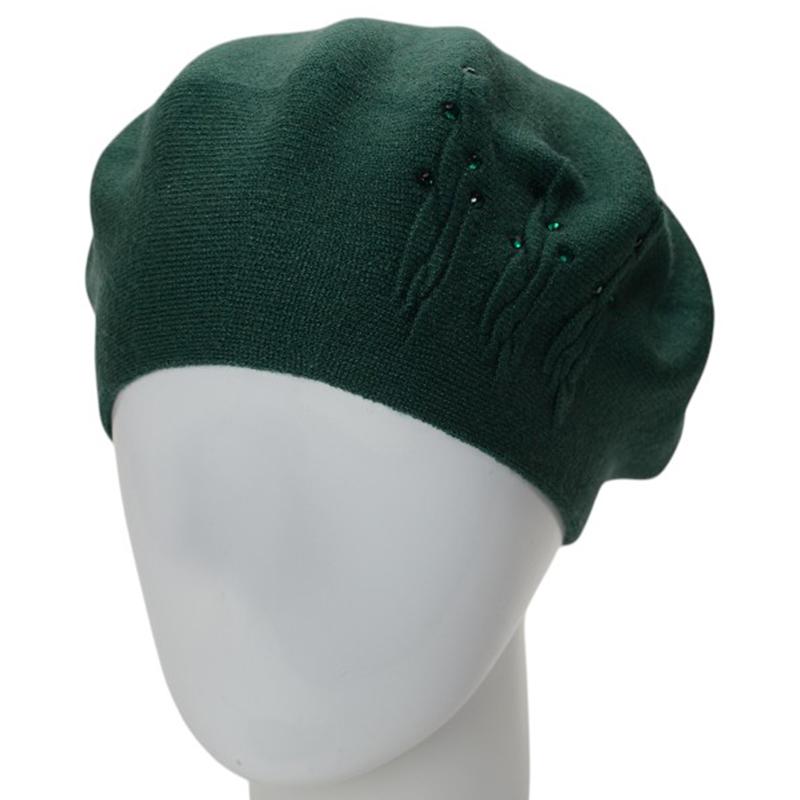 Берет женский двойной Novita Перо вискозный L/57-58 Изумрудный (276173)