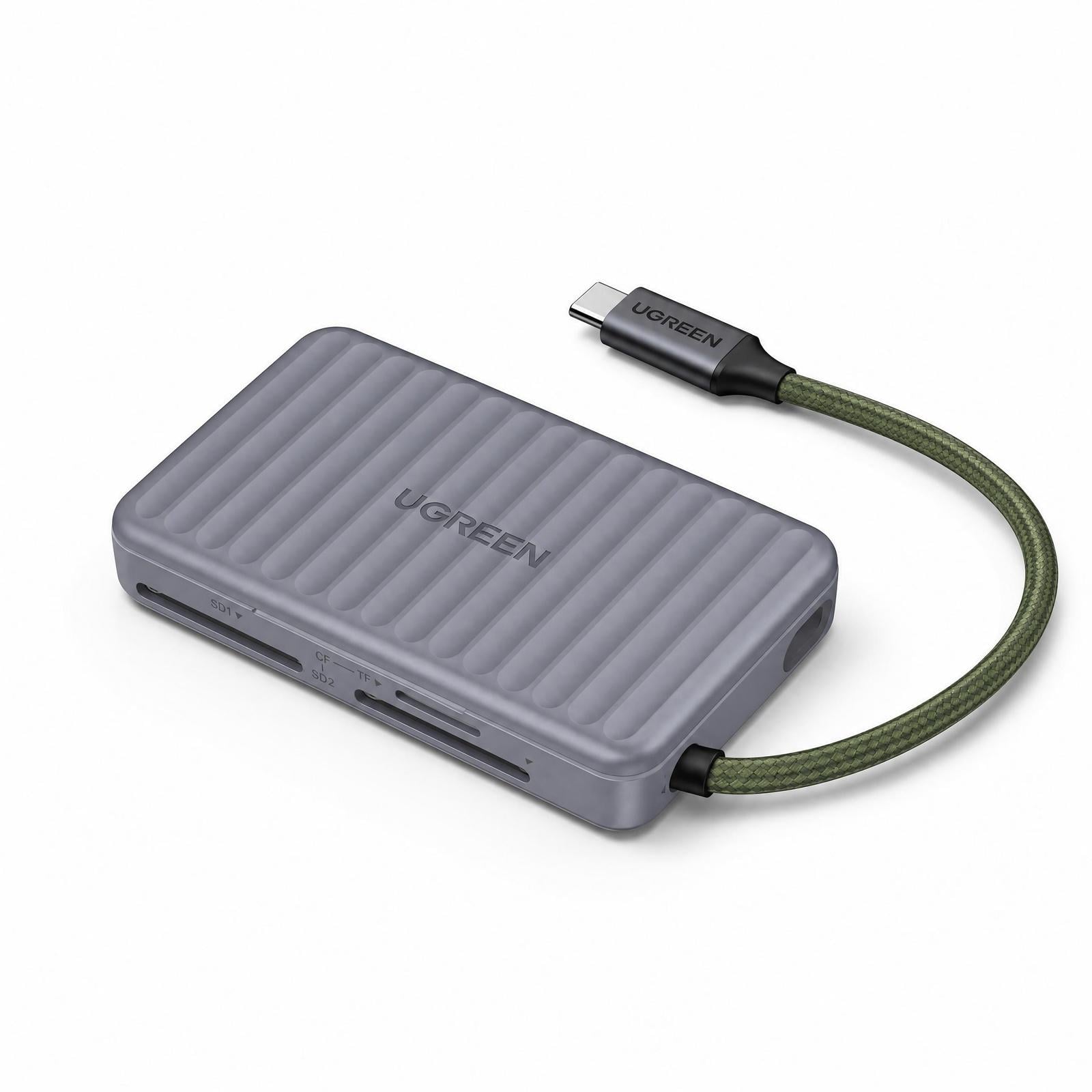 Картридер наружный UGREEN CM868 USB-C SD microSD 170 МБ серый (55886)
