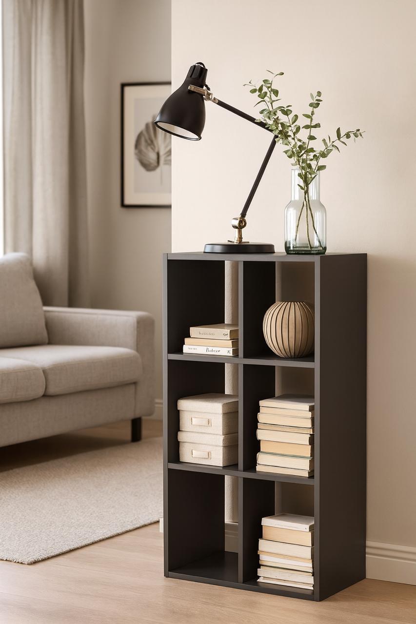 Стелаж настінно-підлоговий модульний MEBLIBUD KUB 3x2 секції Антрацит (28576896) - фото 2 Стелаж настінно-підлоговий модульний MEBLIBUD KUB 3x2 секції Антрацит (28576896) - фото 2