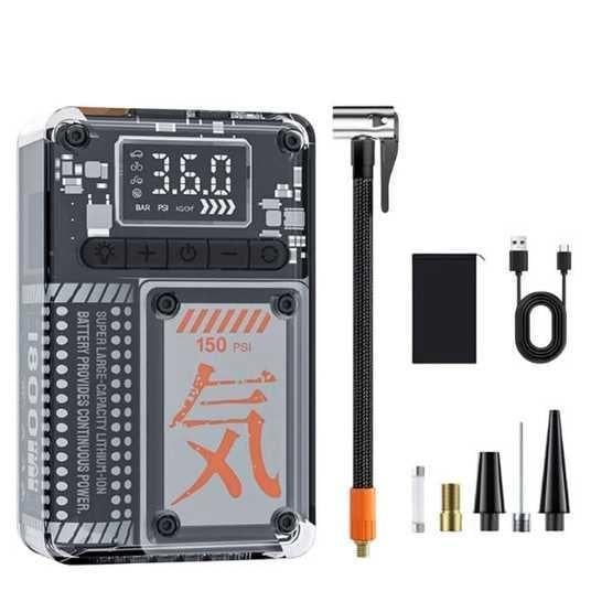 Компрессор автомобильный аккумуляторный RAF 893 с цифровым дисплеем 15000 мА/ч 4 насадки Черный (2413332U)