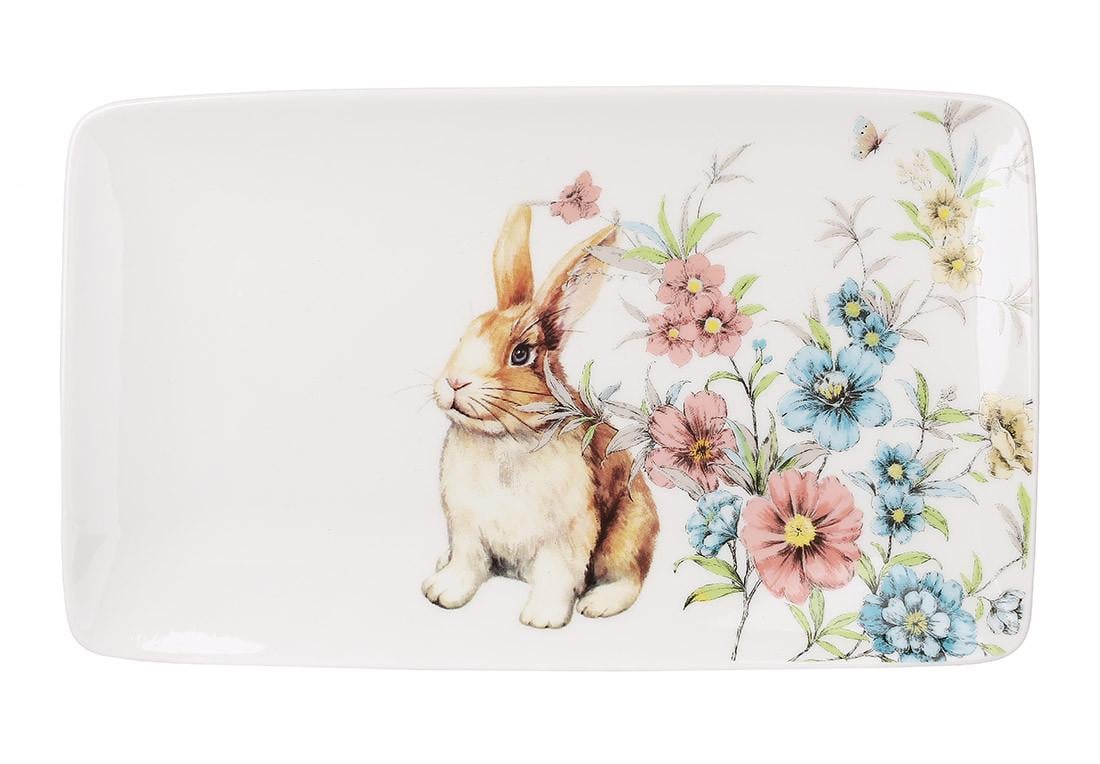 Блюдо BonaDi Happy Rabbit сервировочное фарфоровое 20,5х12,5х1,5 см (311-124)