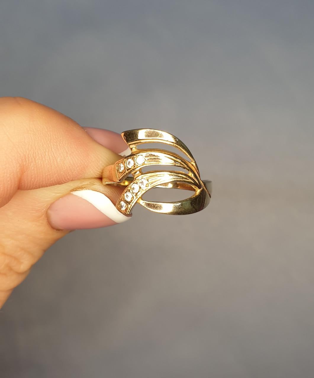 Кольцо позолоченное с кубическим цирконием р. 20 2,63 г (1519770150)