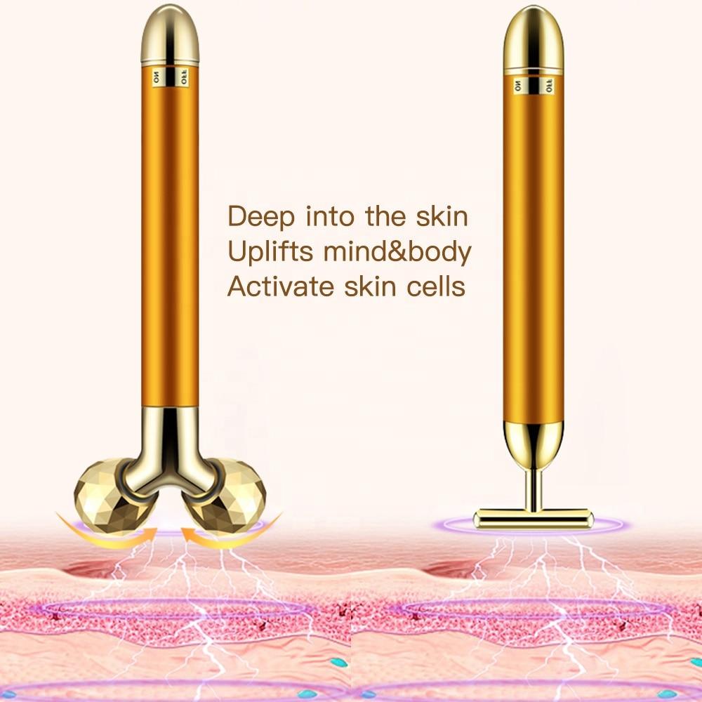Набор массажеров роликовый 3D и ионный для подтяжки кожи лица Energy Beauty Bar Gold (EBBG1) - фото 5