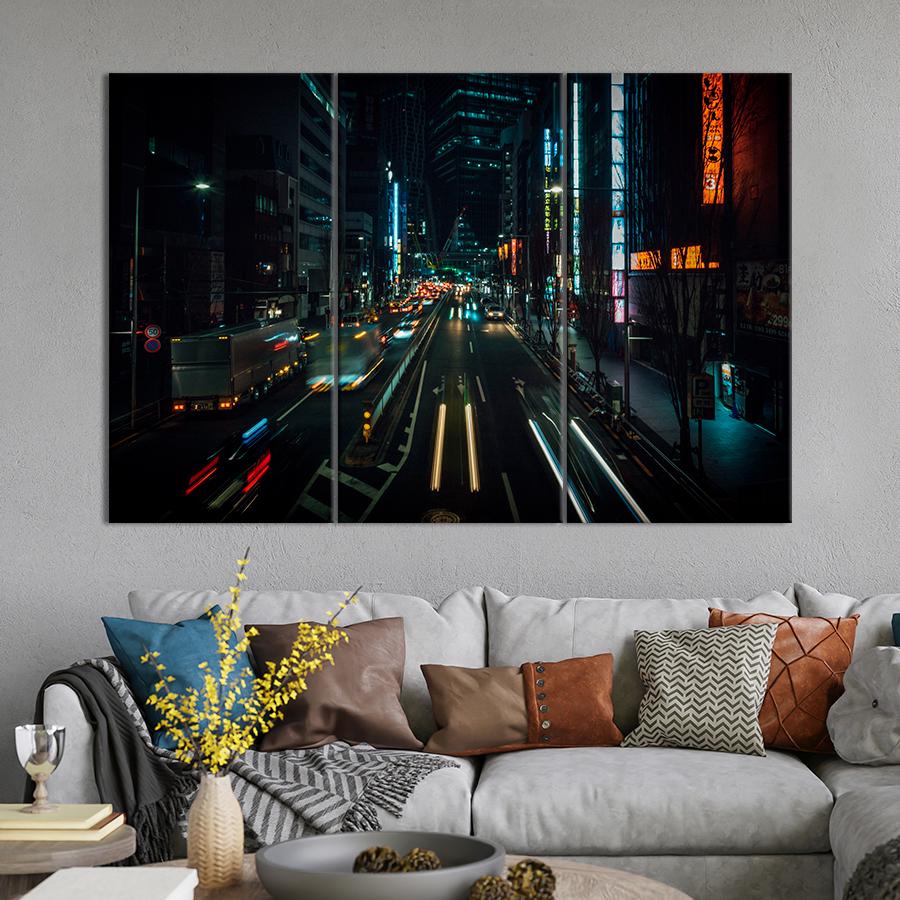 Картина город Оживленная дорога Токио 78x48 см (A776-3)