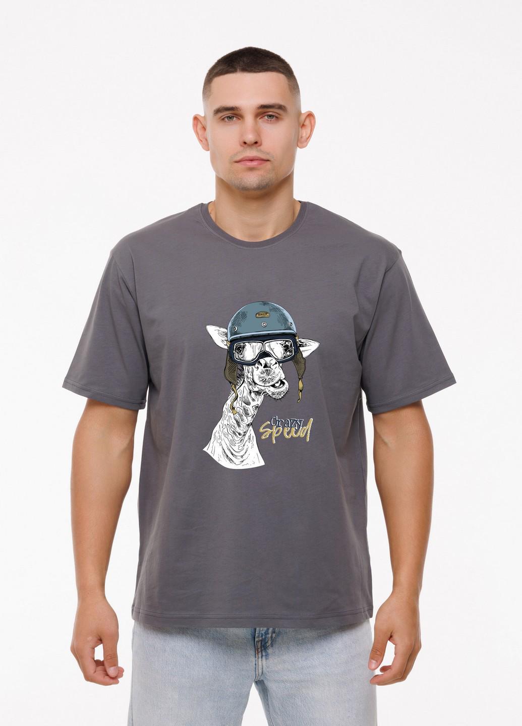Мужская футболка Crazy speed Наталюкс 4XL Серый (1218038000071)