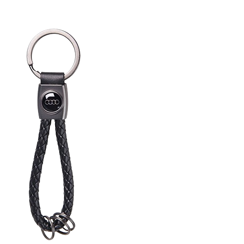 Брелок зі шкірзамінника CN AUDI плетений з кільцями (48771)