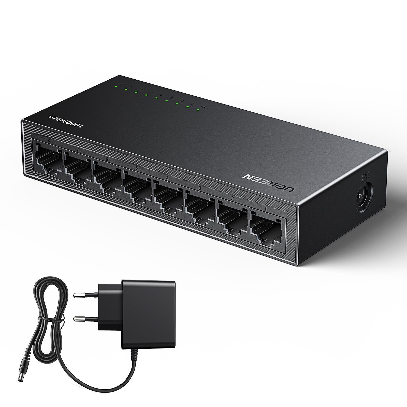 Комутатор гігабітний UGREEN CM834 8 портів/1000 Мбіт/с Чорний (35499EU)