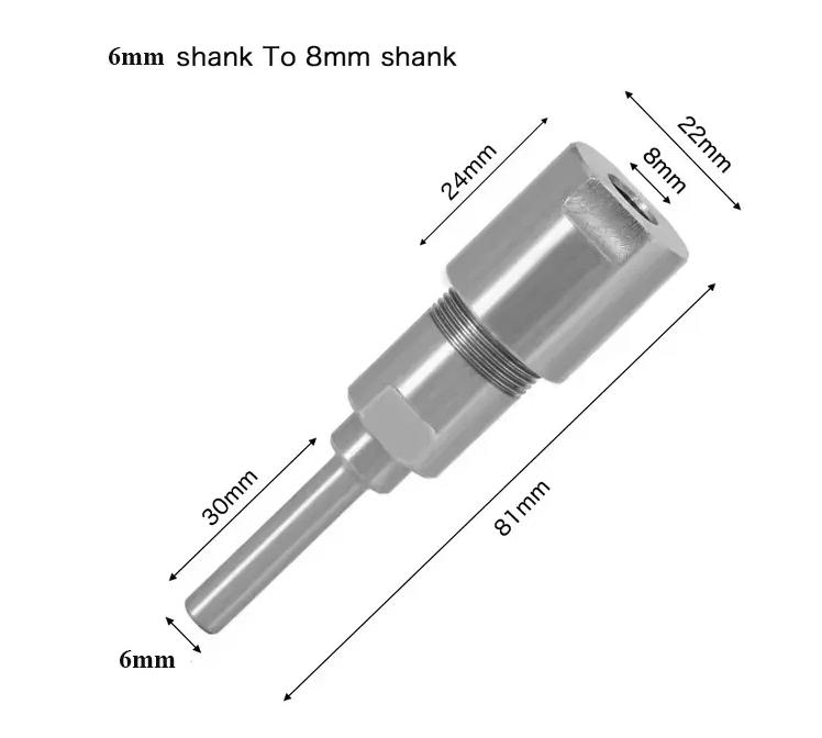 Перехідник для фрези по дереву 6х8 мм (30185540) - фото 2 Перехідник для фрези по дереву 6х8 мм (30185540) - фото 2
