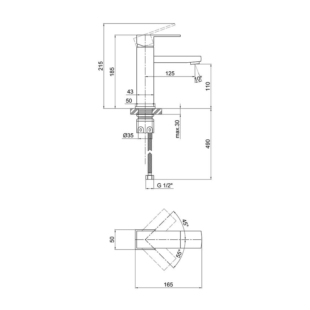 Смеситель для раковины Lidz Kubis 001F (LDKUB001FNKS28534) - фото 2