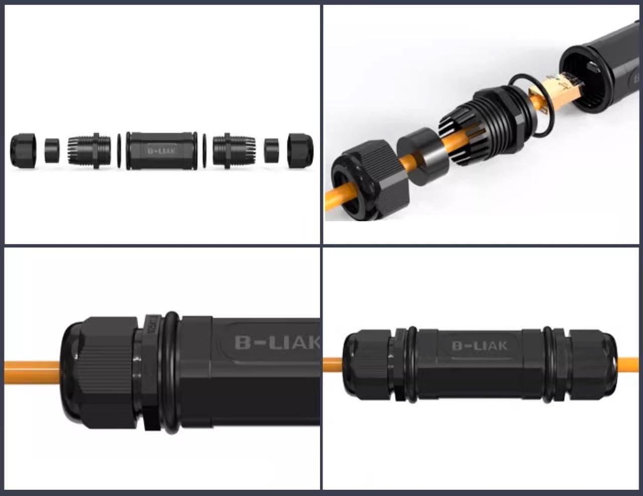 Разъем сетевой водо-пыленепроницаемый RJ45 экранированный CAT.6А 10Gbps IP68 (BL-WZO6F) - фото 3 Разъем сетевой водо-пыленепроницаемый RJ45 экранированный CAT.6А 10Gbps IP68 (BL-WZO6F) - фото 3