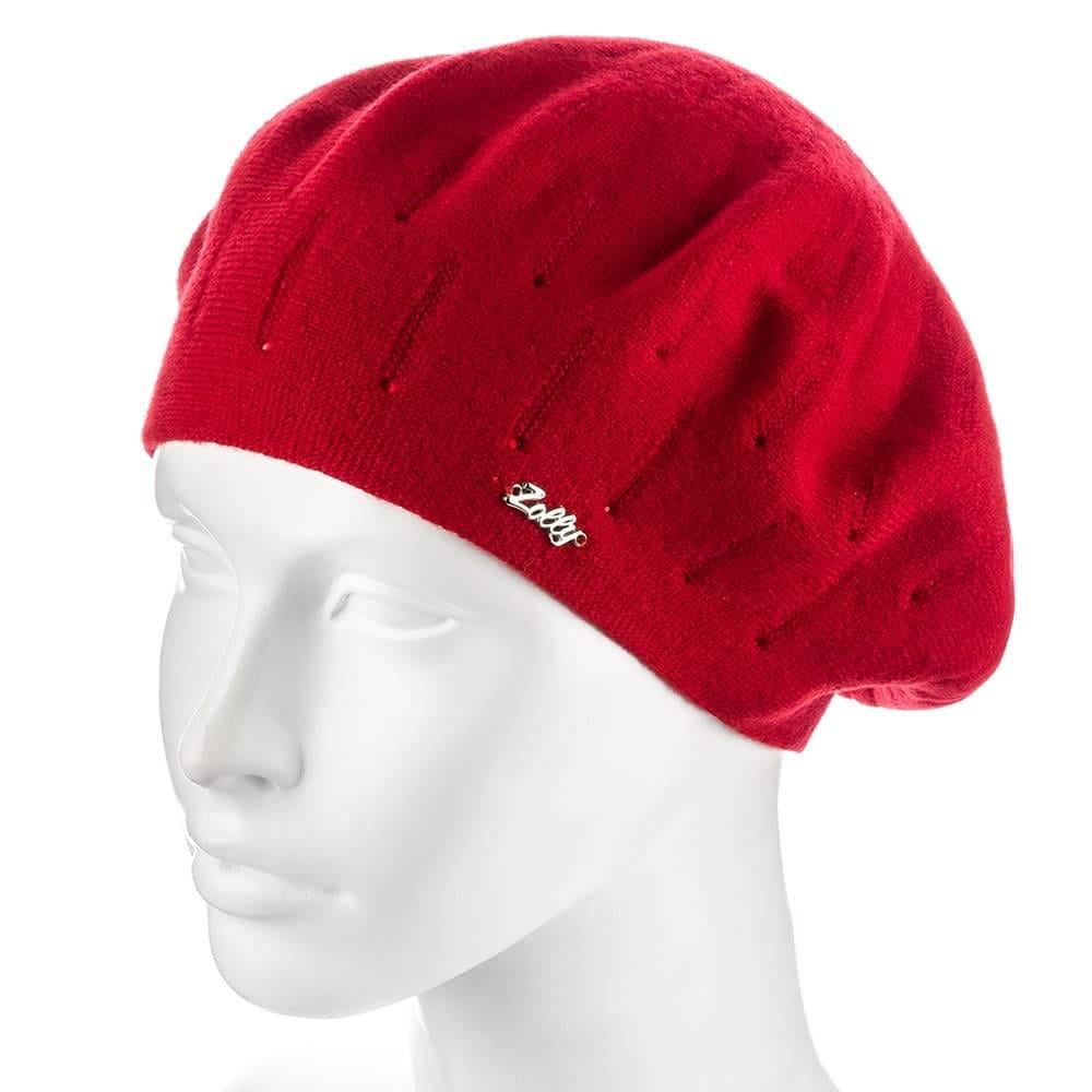 Берет женский Zolly ZH183 двойной со стразами тонкой вязки Красный