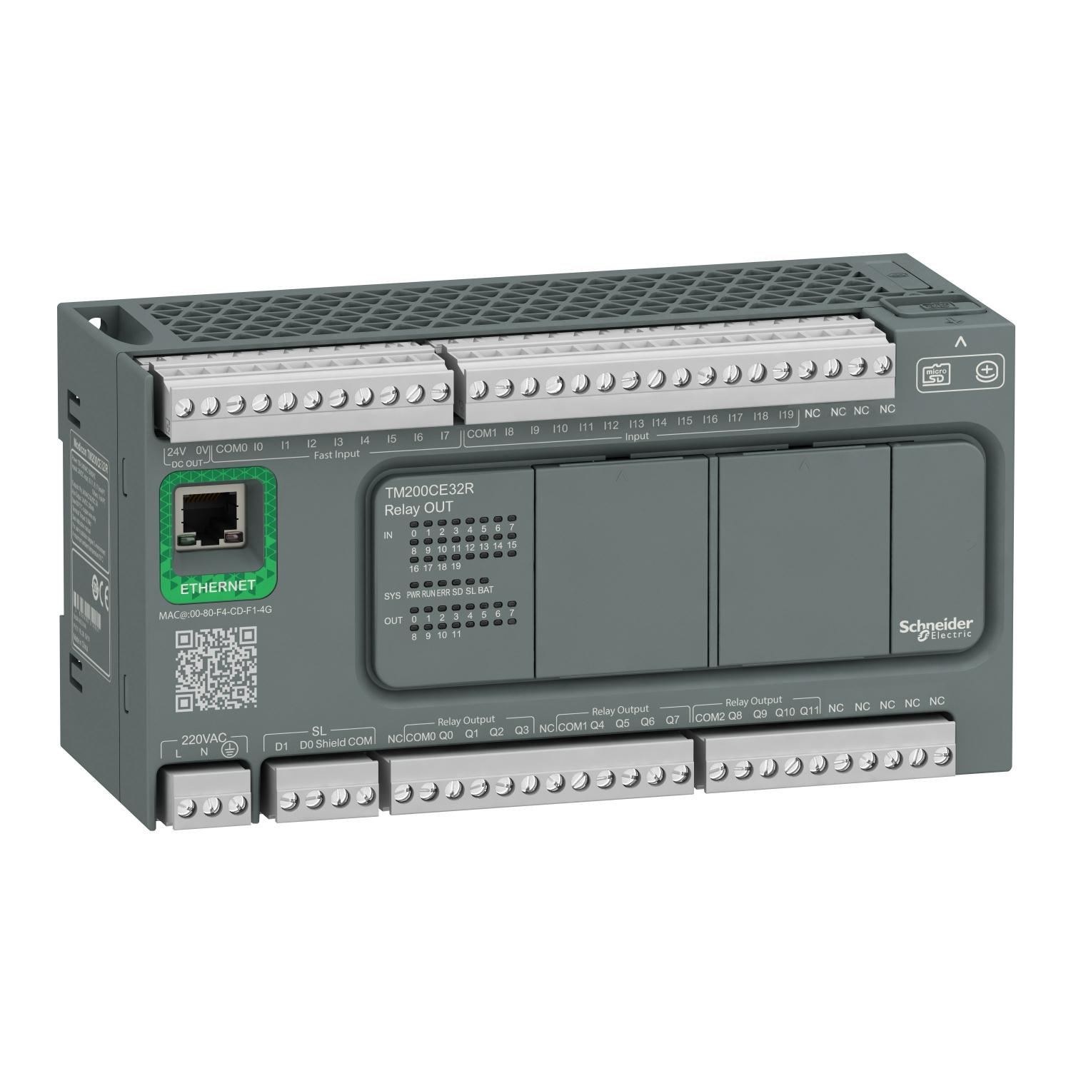 Контроллер логический Schneider Electric Modicon M200 32 входа/выхода 240V AC 18/14 реле EtherNet (TM200CE32R)