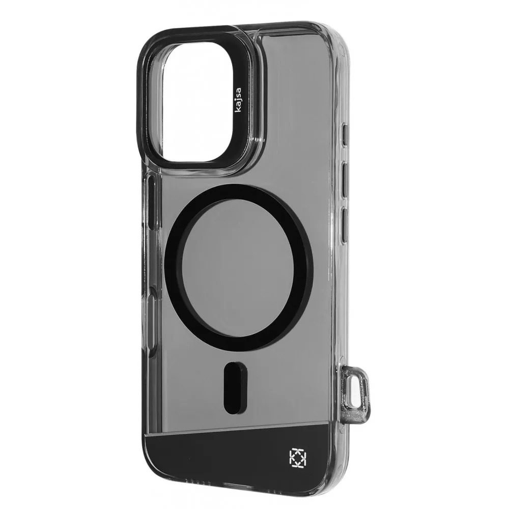 Чехол для iPhone 16 Kajsa Aluminium Shield с магнитным кольцом Black smoke (32534748)
