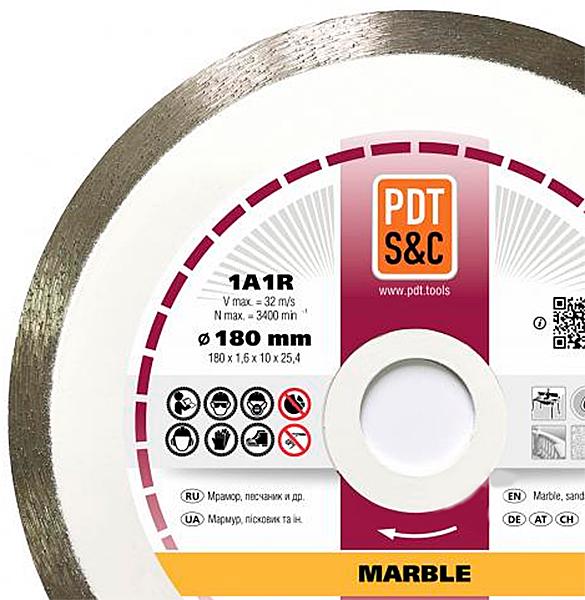 Диск алмазный по мрамору PDT Marble 1A1R 180х1,6х10х25,4 мм (820401CMR) - фото 2