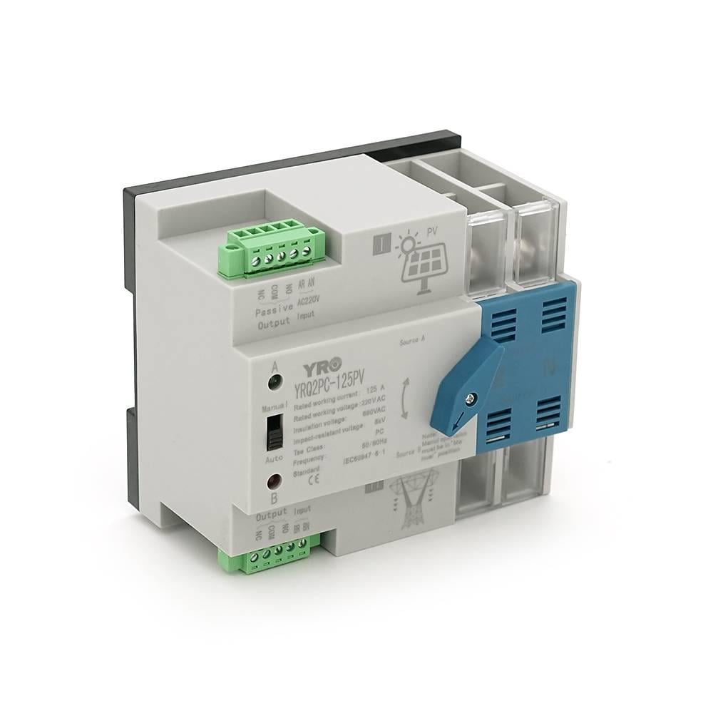 Автомат введення резерву АВР двополюсний RQ2PC-125PV 220V/125A на DIN-рейку для інверторів Автомат введення резерву АВР двополюсний RQ2PC-125PV 220V/125A на DIN-рейку для інверторів