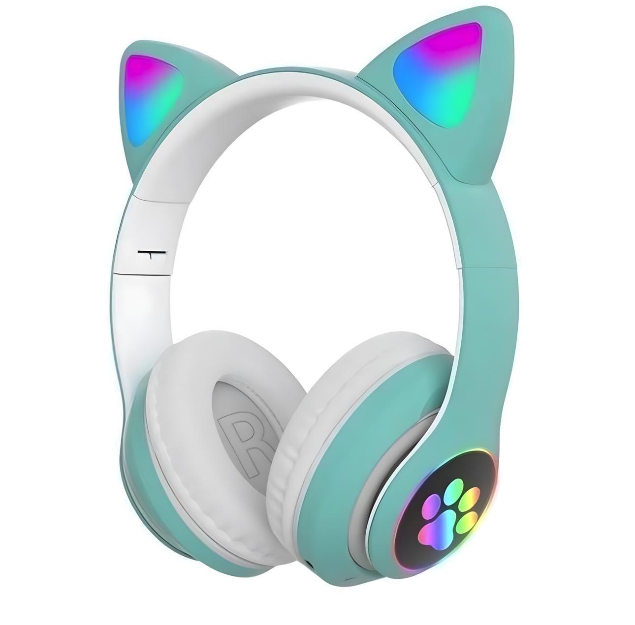 Наушники Cat STN-28 Bluetooth LED RGB с микрофоном Бирюзовый