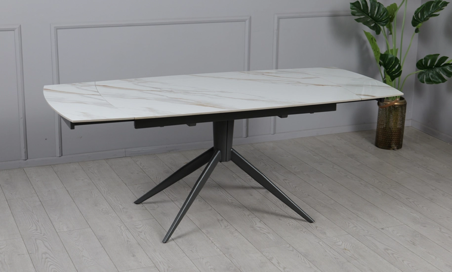 Стол Вираж черные ножки 1400/2000x900x750 мм Молочный глянец (2147486769) - фото 5