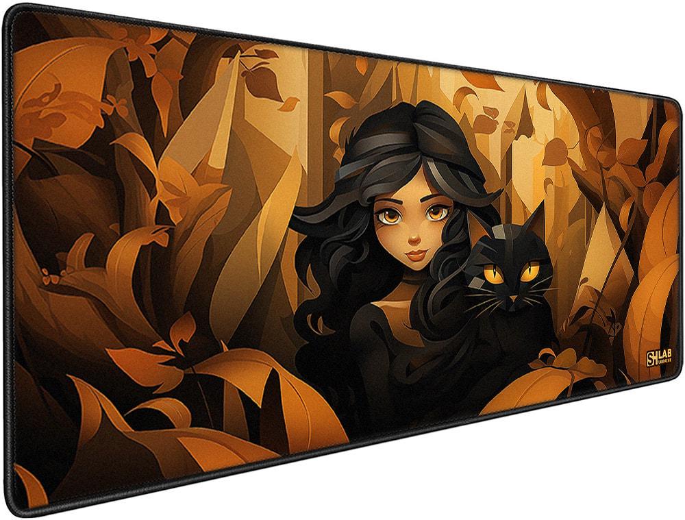 Коврик для мышки SHLab Girl and Black Cat SHM-237 70х30 см (35716)