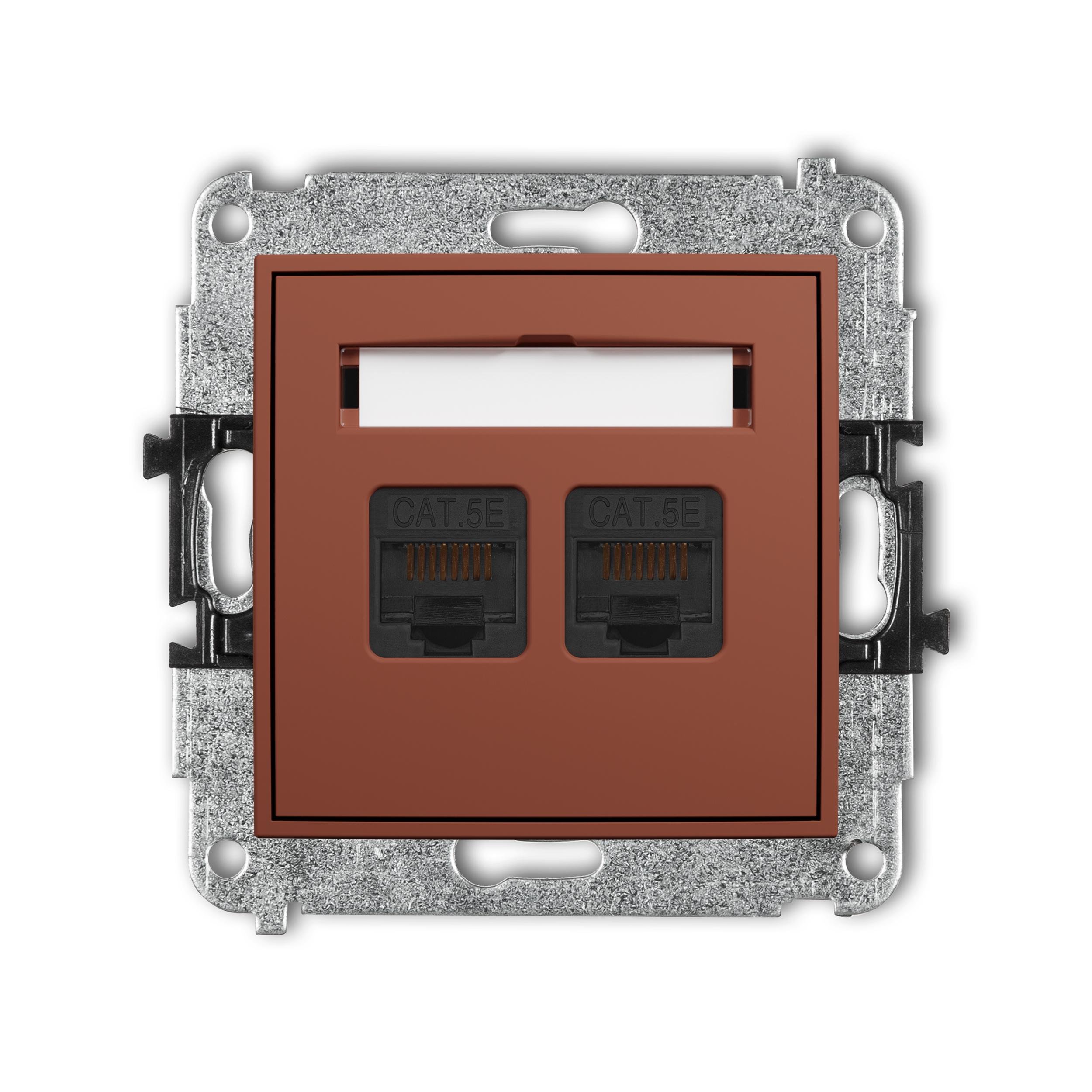 Розетка компьютерная Karlik Mini 2xRJ45 cat 5E Терракотовый (63MGK-2)