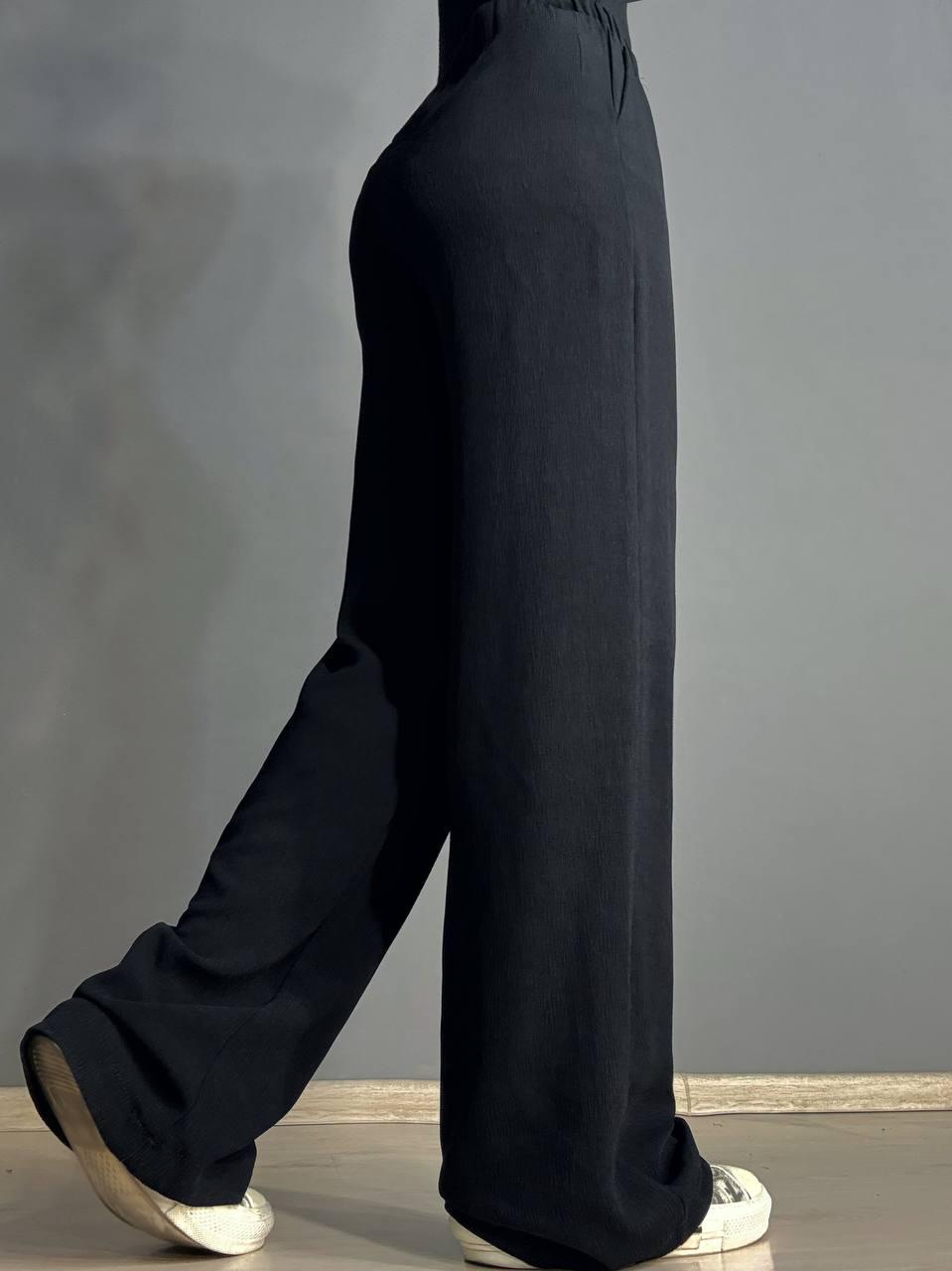 Брюки женские CLEW 0712 жатка палаццо на резинке S Черный (4767) - фото 5 Брюки женские CLEW 0712 жатка палаццо на резинке S Черный (4767) - фото 5