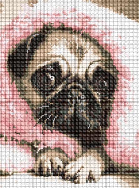 Алмазная мозаика Ideyka Закутанный мопс 30x40 см (Id-AMO20072)