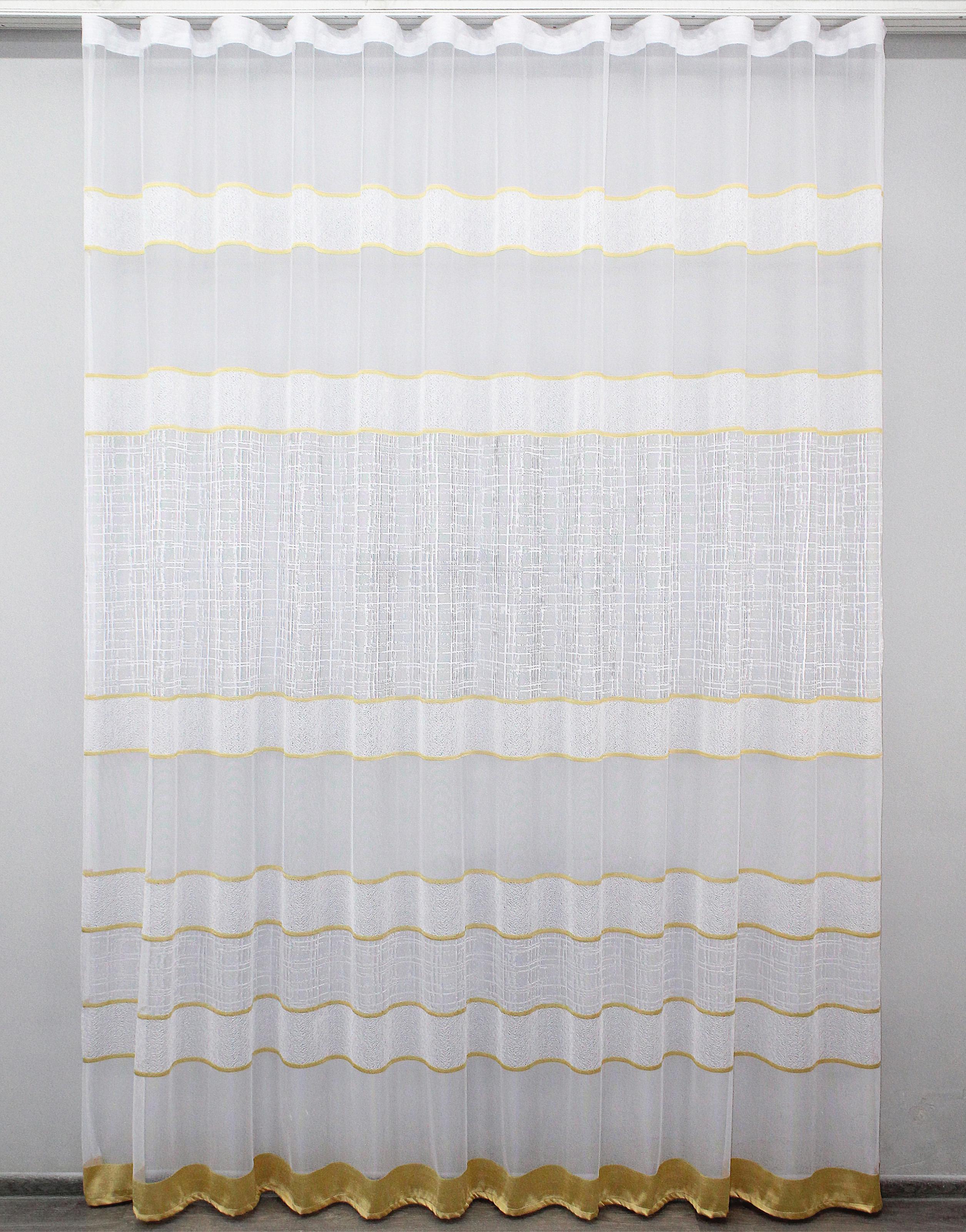 Тюль VR-Textil 1291т жаккард 300х270 см Белый/Золотистый (40-721)
